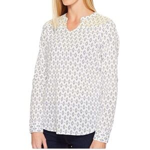 Aventura Organic Cotton Cottagecore Embroidered Long Sleeve Blouse Large White